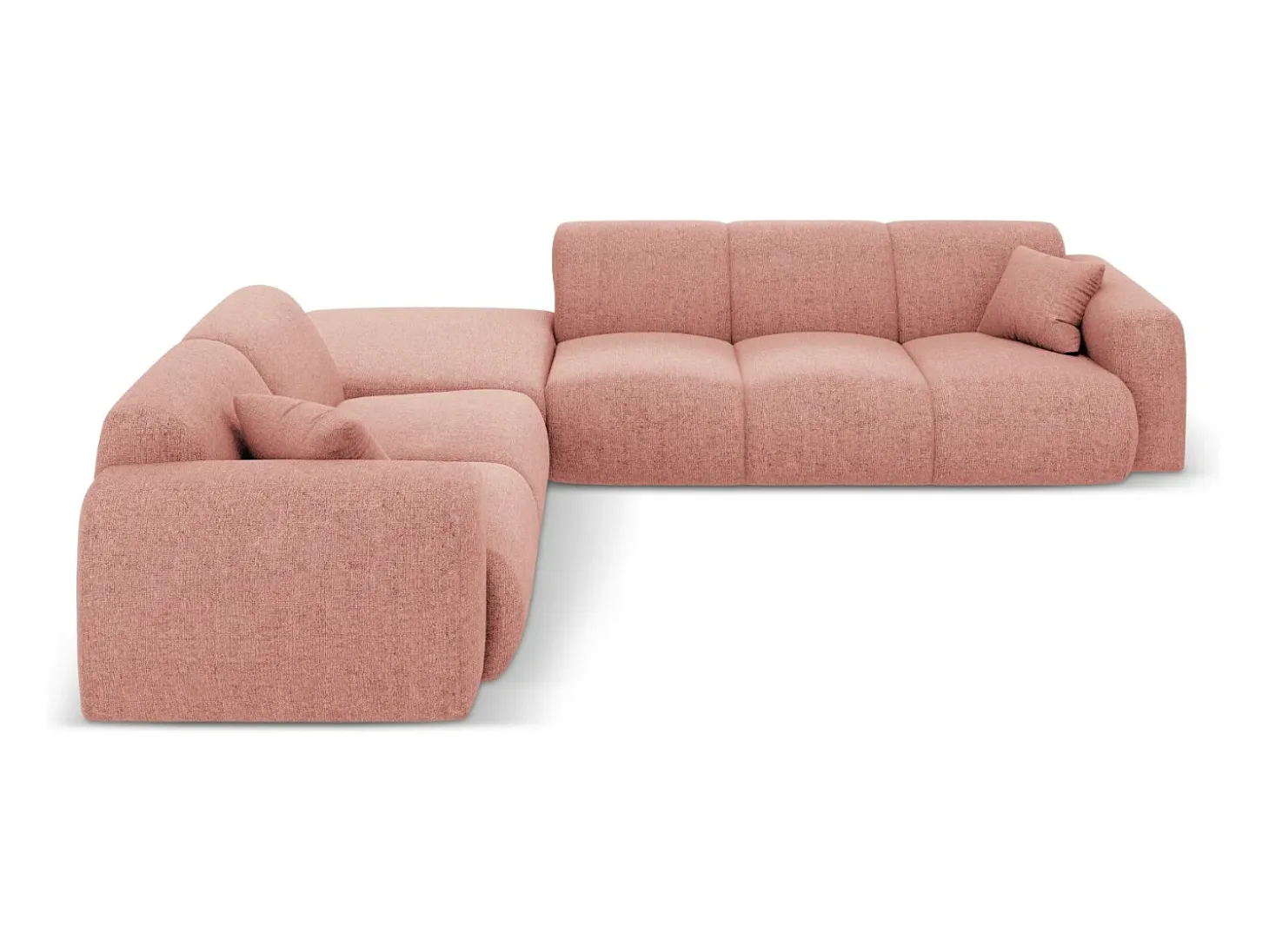 Cosmopolitan Design - Sofá de canto esquerdo "Nolio" 4 lugares em tecido chenille rosa - 315x250x72cm