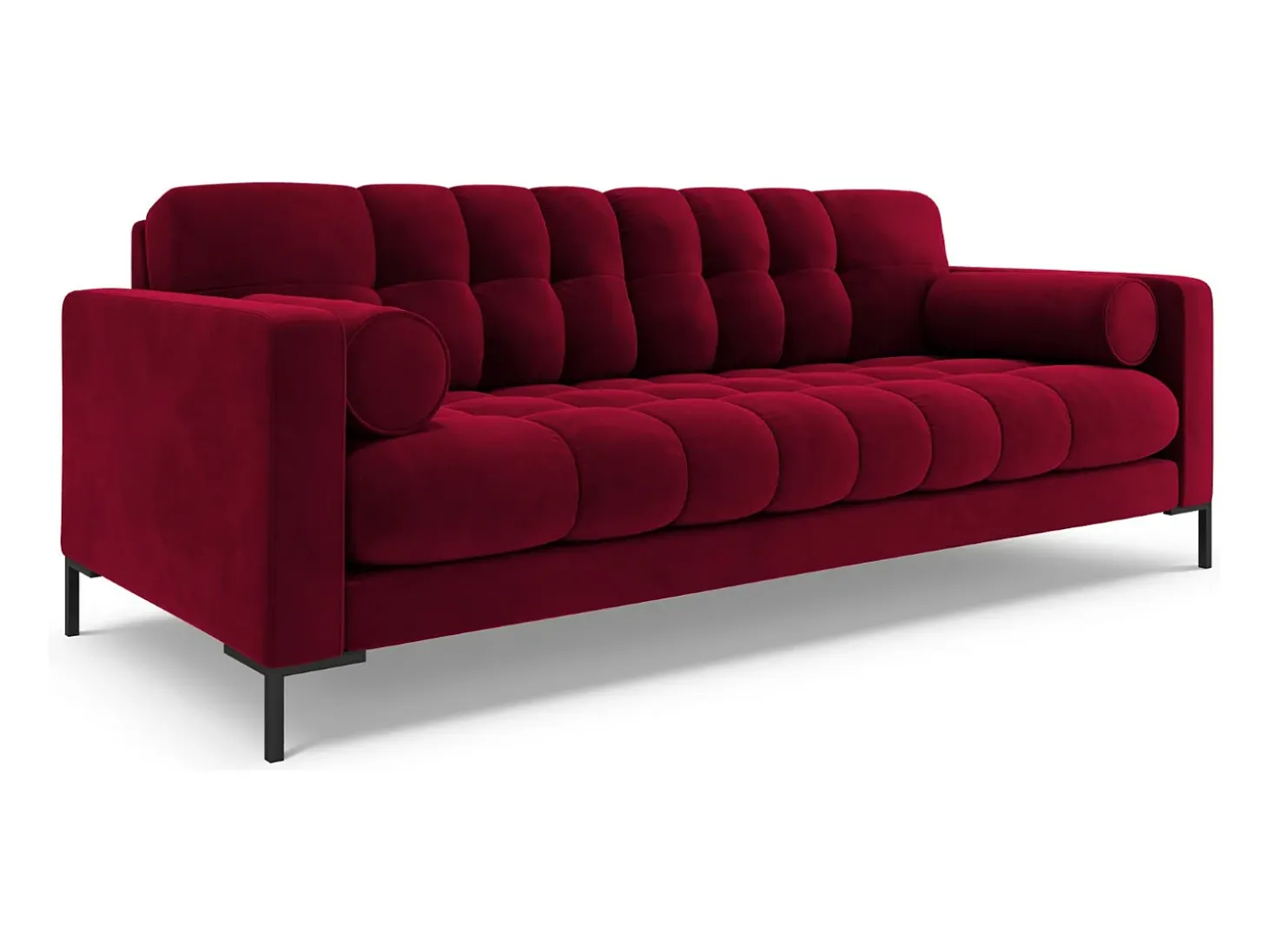 Cosmopolitan Design - Sofá "Bali" 4 lugares em veludo vermelho - 217x92x75cm