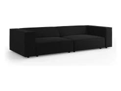 Cosmopolitan Design - Sofá "Arendal" 4 lugares em veludo preto - 244x102x70cm