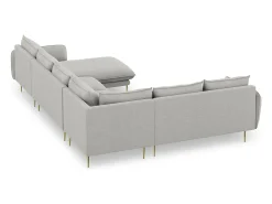 Cosmopolitan Design - Sofá de canto panorâmico à esquerda "Vienna" 7 lugares em tecido estrutural cinza claro - 330x235x95cm