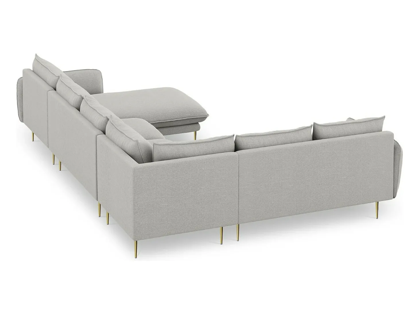 Cosmopolitan Design - Sofá de canto panorâmico à esquerda "Vienna" 7 lugares em tecido estrutural cinza claro - 330x235x95cm