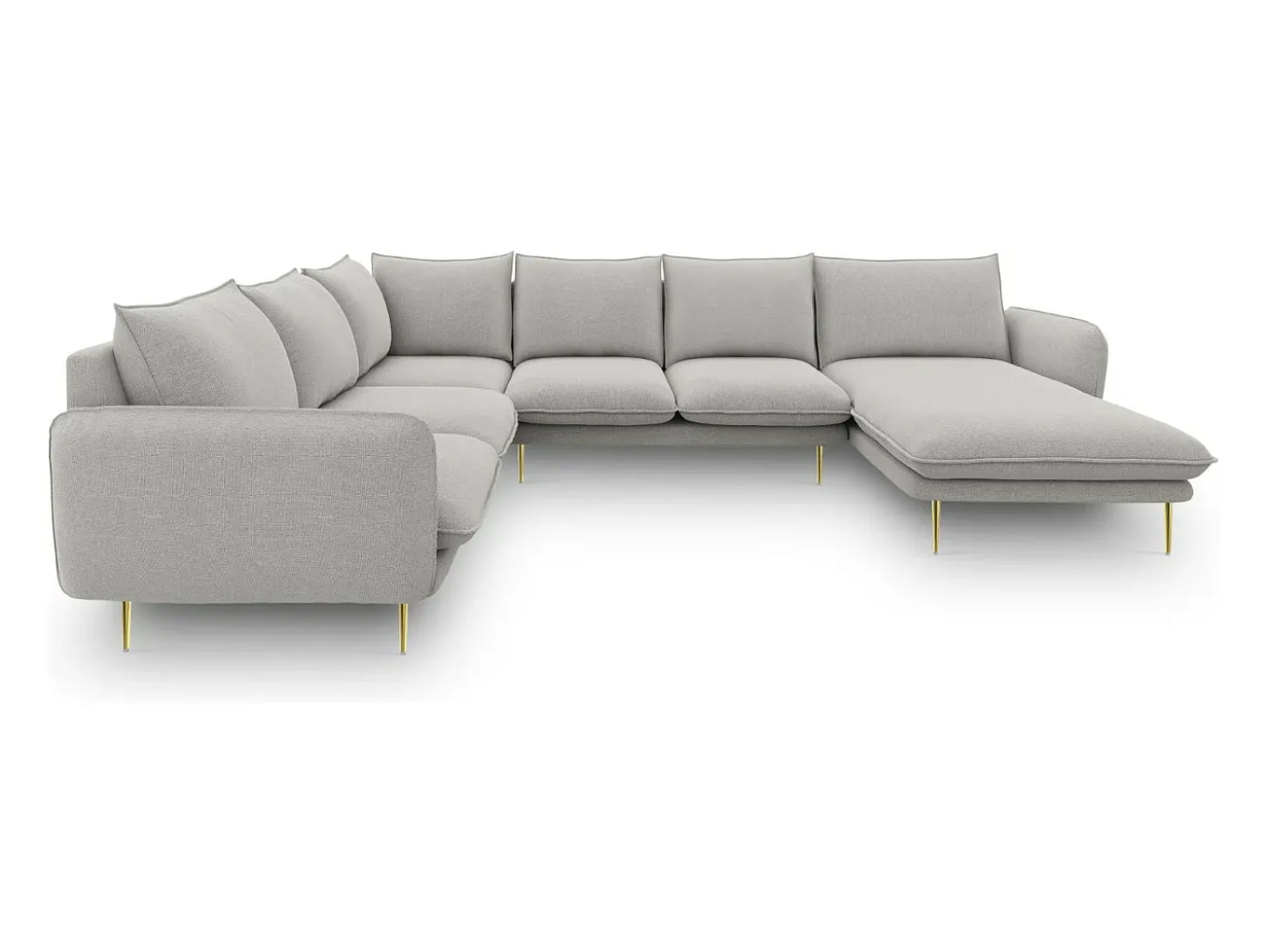Cosmopolitan Design - Sofá de canto panorâmico à esquerda "Vienna" 7 lugares em tecido estrutural cinza claro - 330x235x95cm