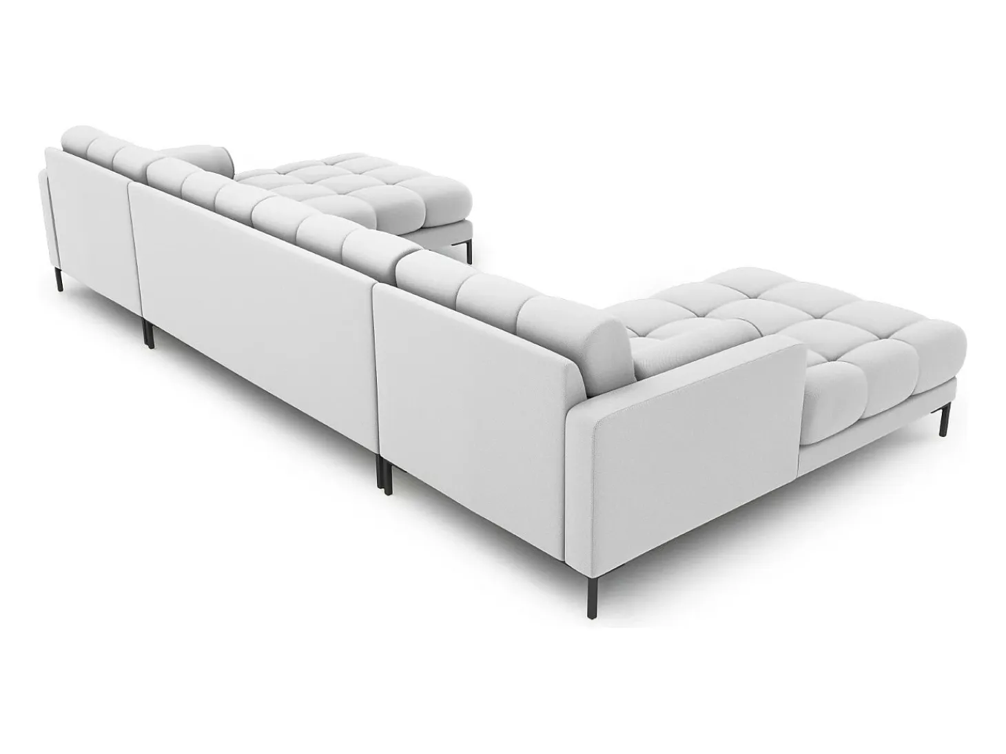 Cosmopolitan Design - Sofá panorâmico "Bali" 7 lugares em tecido estrutural cinza claro - 383x185x75cm