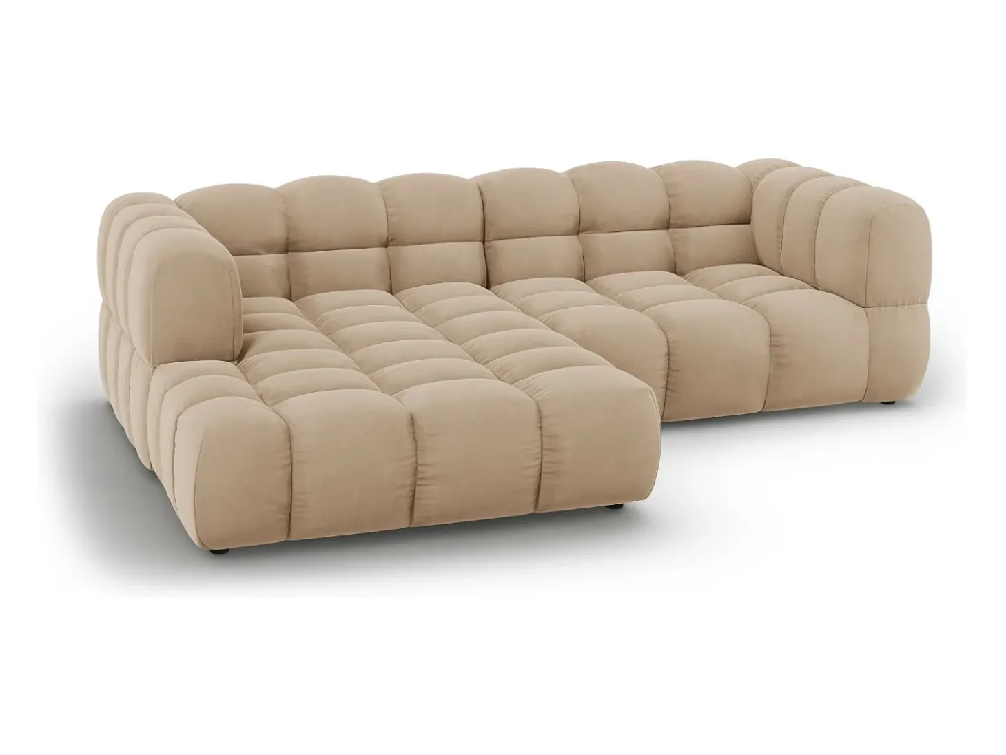 Cosmopolitan Design - Sofá modular de canto esquerdo "Sky" 3 lugares em veludo areia - 244x162x75cm