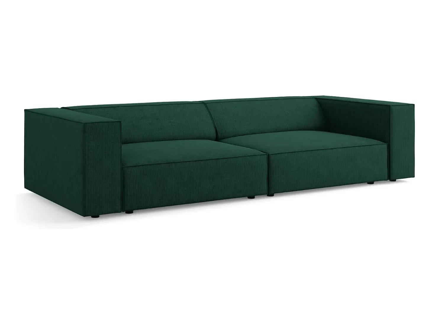 Cosmopolitan Design - Sofá "Arendal" 4 lugares em tecido chenille com efeito canelado verde garrafa - 244x102x70cm