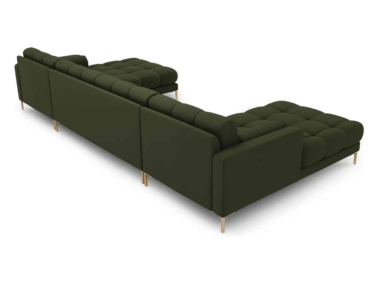 Cosmopolitan Design - Sofá panorâmico "Bali" 7 lugares em tecido estrutural verde - 383x185x75cm