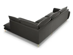Cosmopolitan Design - Sofá de canto direito "Vienna" 6 lugares em veludo cinza escuro - 275x185x95cm