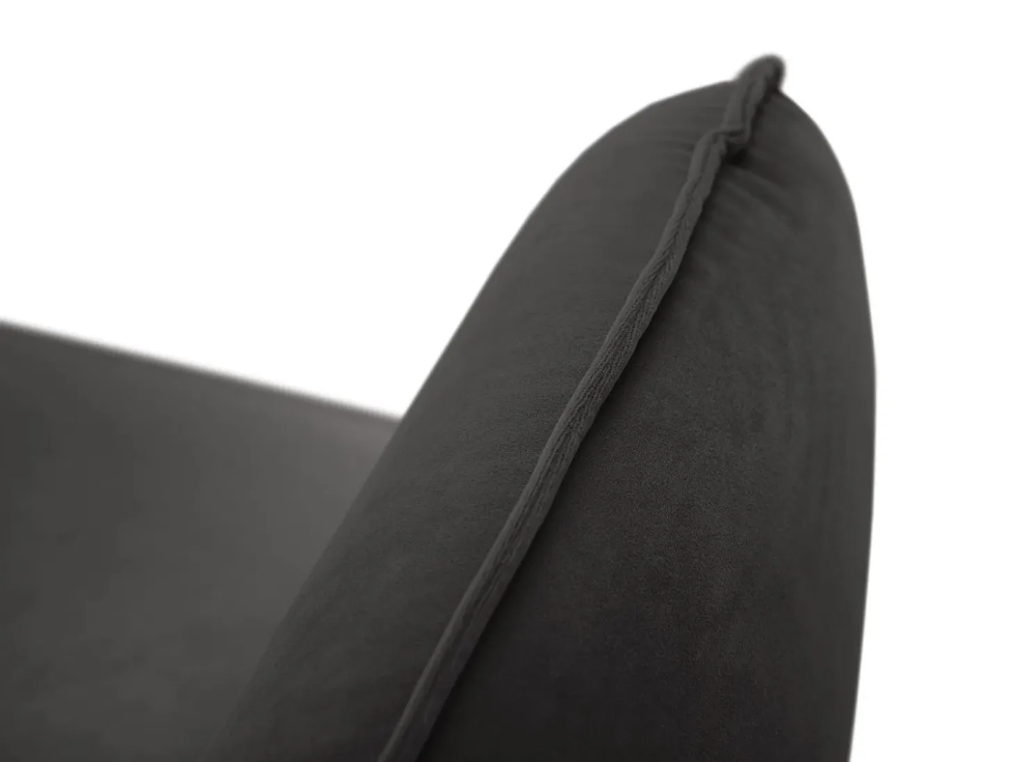 Cosmopolitan Design - Sofá de canto direito "Vienna" 6 lugares em veludo cinza escuro - 275x185x95cm