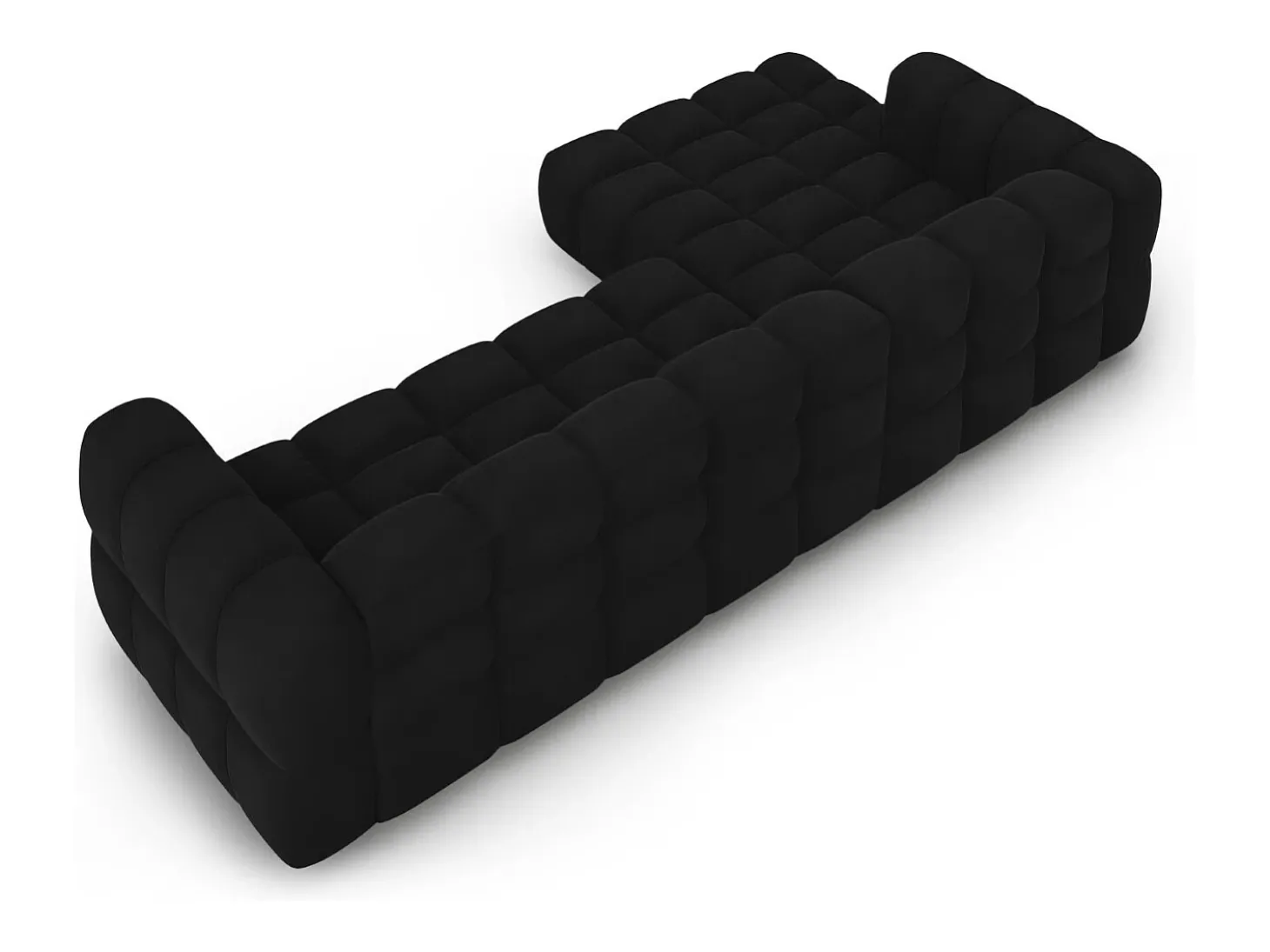 Cosmopolitan Design - Sofá modular de canto esquerdo "Sky" 4 lugares em veludo preto - 300x162x75cm