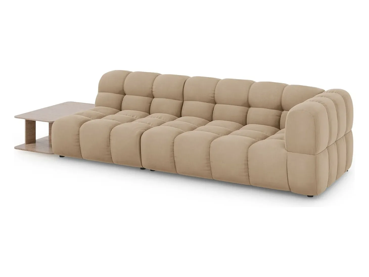 Cosmopolitan Design - Sofá modular virado para a esquerda "Sky" 4 lugares em veludo areia - 297x102x75cm