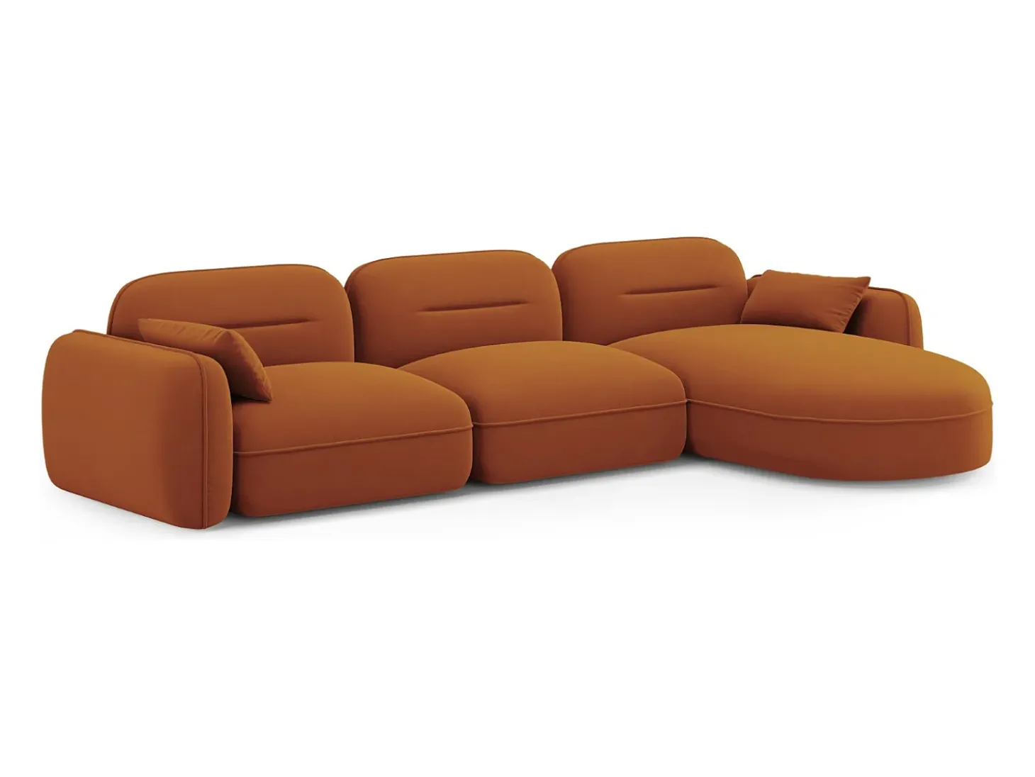 Cosmopolitan Design - Sofá modular de canto direito "Sydney" 4 lugares em veludo terracota - 320x165x70cm