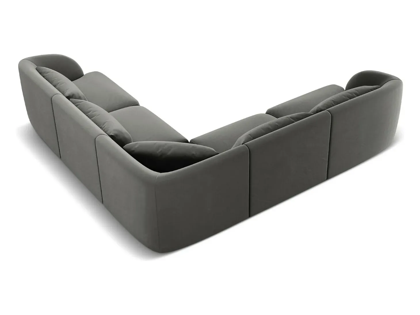 Cosmopolitan Design - Sofá de canto simétrico "Tulum" 5 lugares em veludo cinza claro - 255x255x70cm
