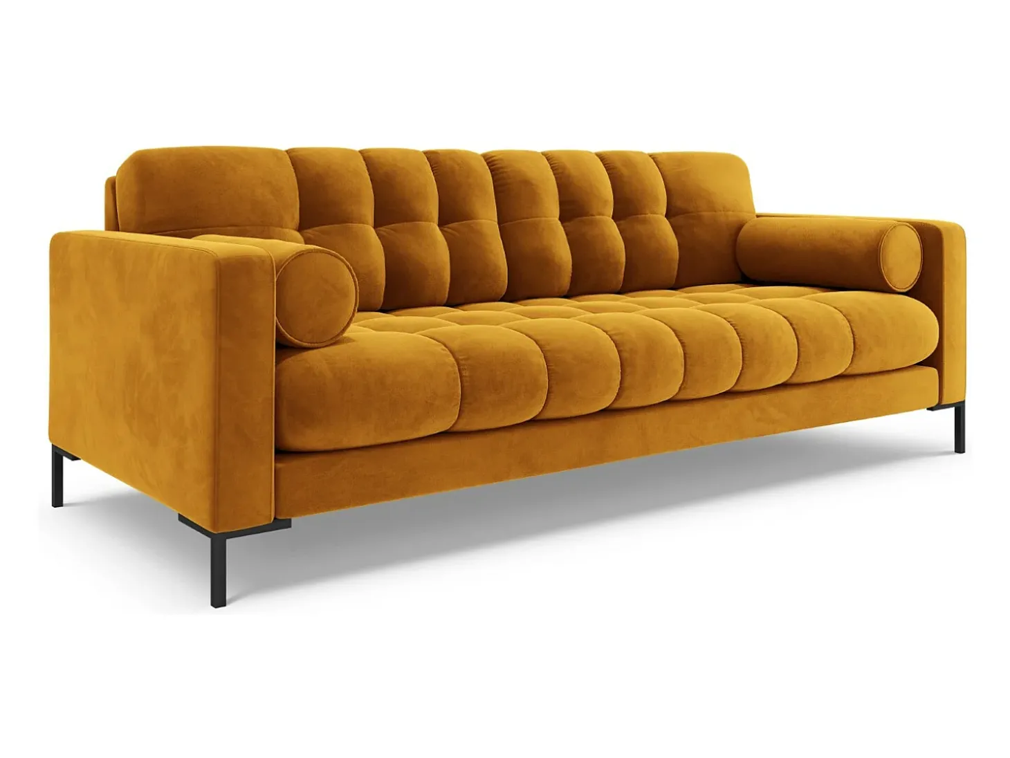 Cosmopolitan Design - Sofá "Bali" 3 lugares em veludo amarelo - 177x92x75cm
