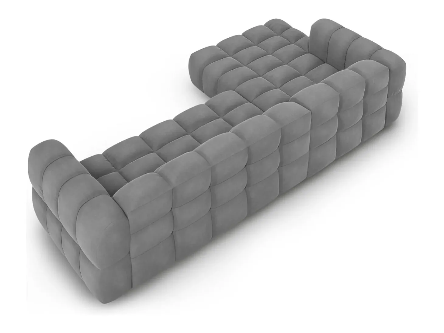 Cosmopolitan Design - Sofá modular de canto esquerdo "Sky" 4 lugares em veludo cinza claro - 300x162x75cm