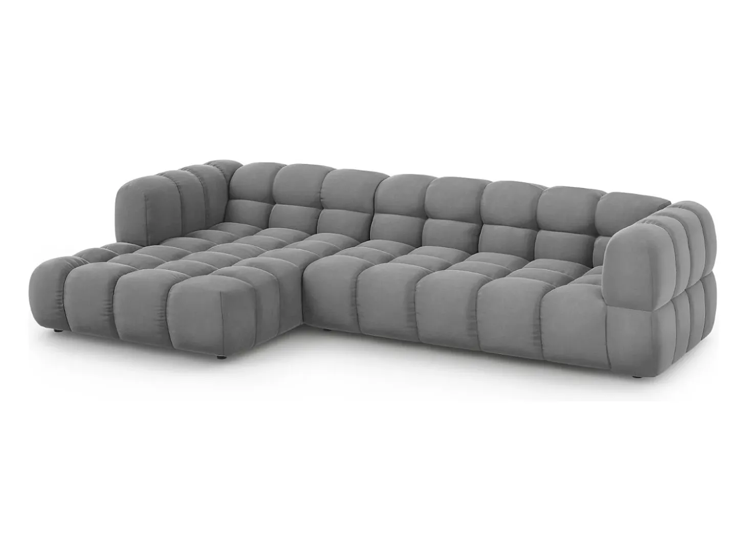 Cosmopolitan Design - Sofá modular de canto esquerdo "Sky" 4 lugares em veludo cinza claro - 300x162x75cm
