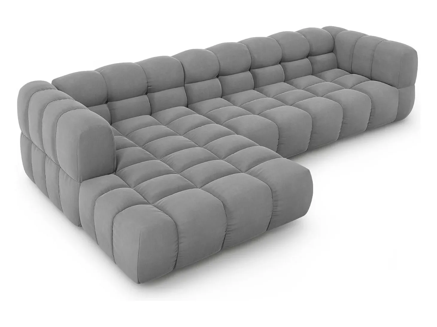 Cosmopolitan Design - Sofá modular de canto esquerdo "Sky" 4 lugares em veludo cinza claro - 300x162x75cm