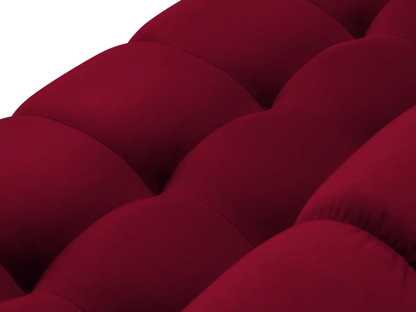 Cosmopolitan Design - Sofá de canto direito panorâmico "Bali" 7 lugares em veludo vermelho - 327x256x75cm