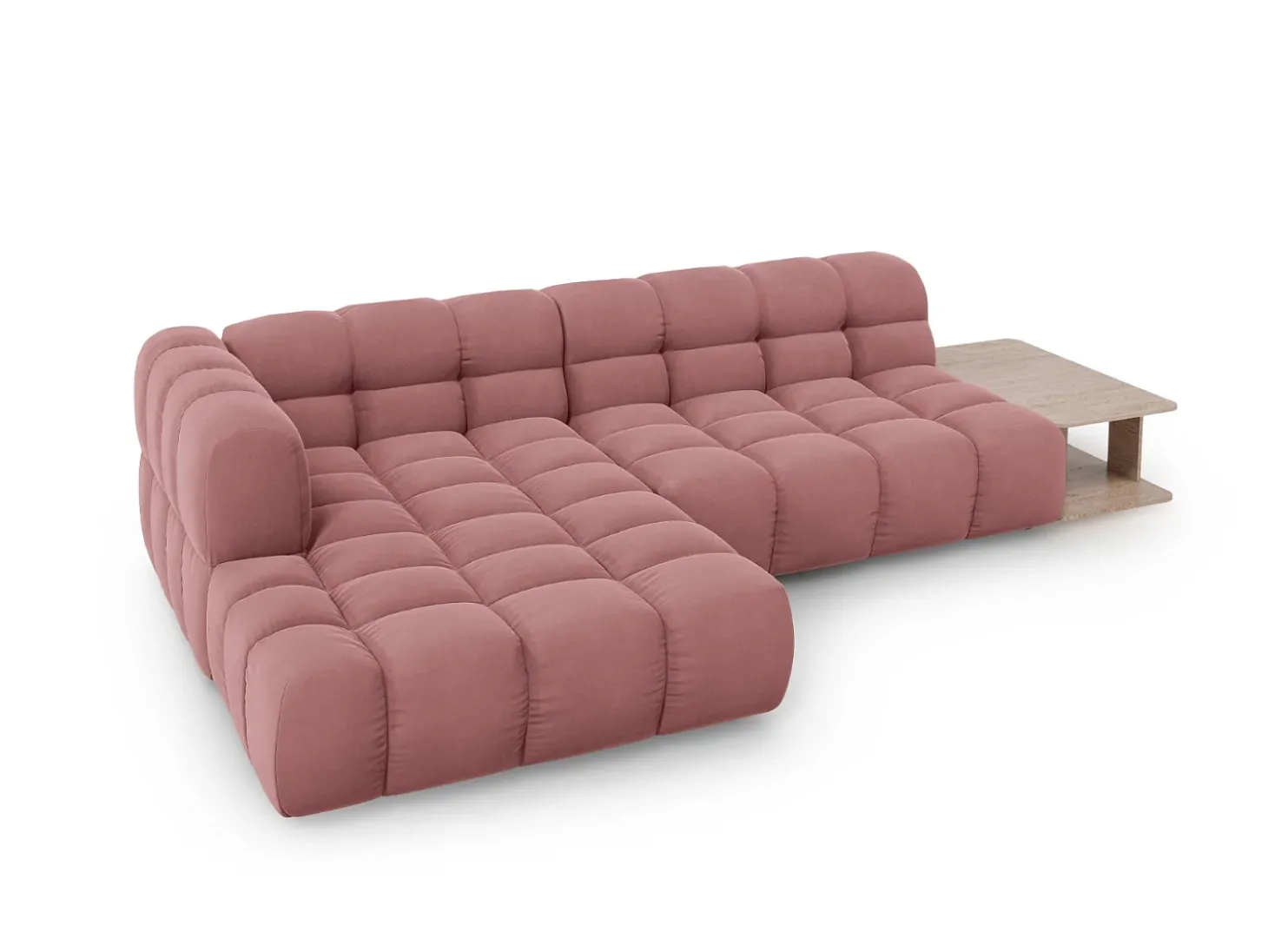 Cosmopolitan Design - Sofá modular de canto esquerdo "Sky" 4 lugares em veludo salmão - 297x162x75cm