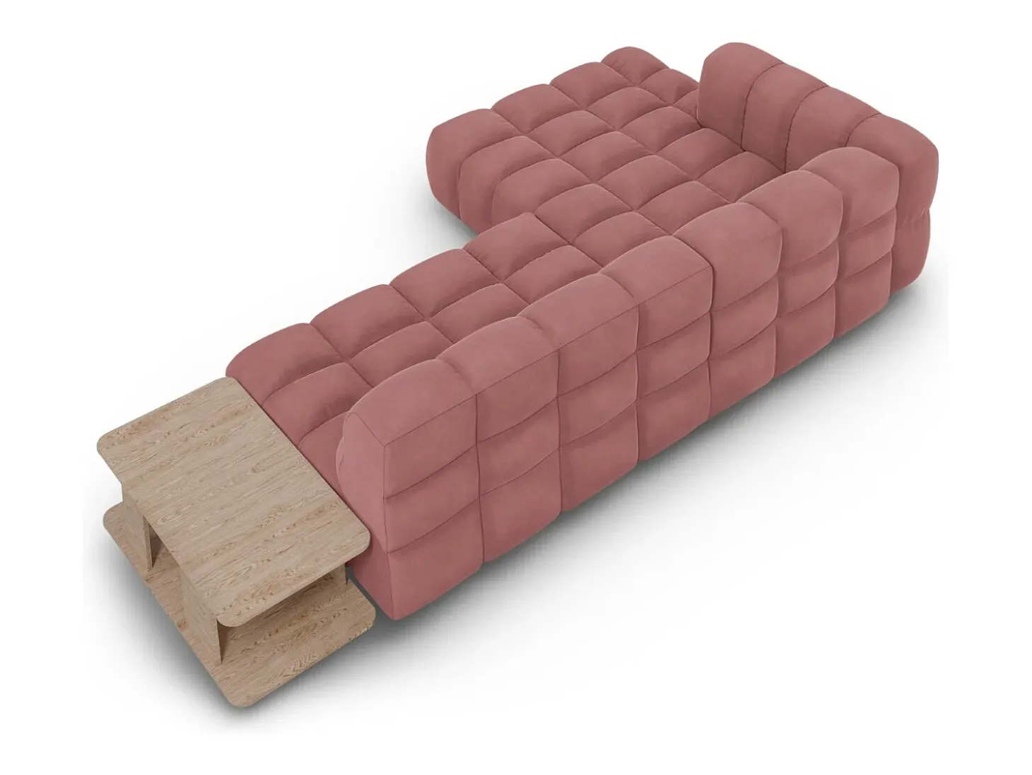 Cosmopolitan Design - Sofá modular de canto esquerdo "Sky" 4 lugares em veludo salmão - 297x162x75cm