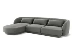 Cosmopolitan Design - Sofá de canto esquerdo "Tulum" 4 lugares em veludo cinza claro - 255x156x70cm