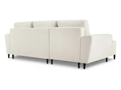 Cosmopolitan Design - Sofá convertível de canto esquerdo com caixa de arrumação "Kyoto" 4 lugares em tecido bouclé bege - 241x145x88cm