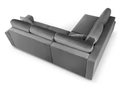 Cosmopolitan Design - Sofá convertível de canto esquerdo com caixa de arrumação "Kyoto" 5 lugares em veludo cinza claro - 243x194x88cm