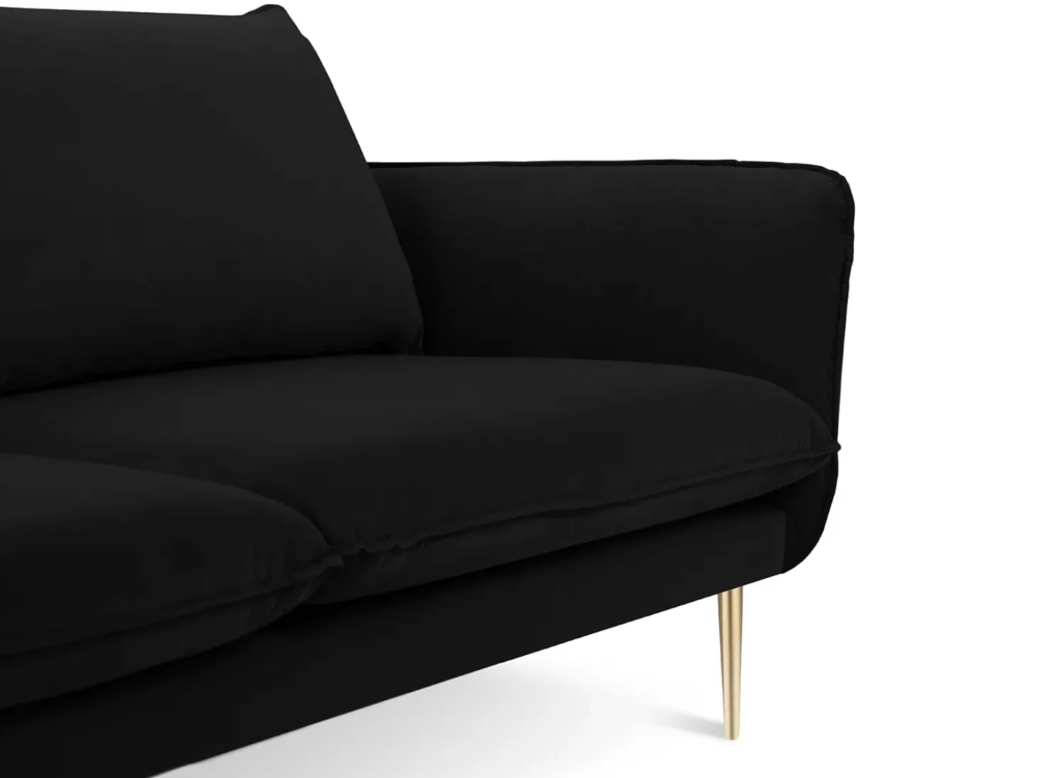 Cosmopolitan Design - Sofá "Vienna" 3 lugares em veludo preto - 200x92x95cm
