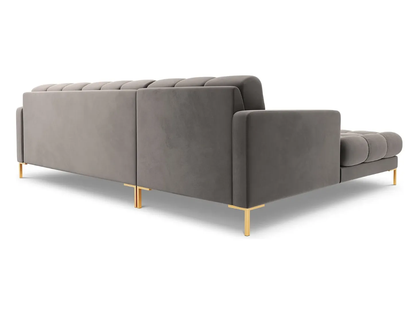 Cosmopolitan Design - Sofá de canto esquerdo "Bali" 5 lugares em veludo cinza claro - 293x185x75cm