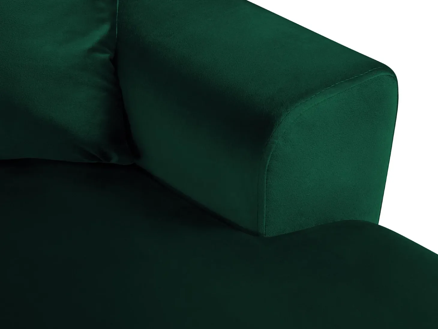 Cosmopolitan Design - Sofá panorâmico convertível esquerdo com caixa de arrumação "Kyoto" 7 lugares em veludo verde garrafa - 313x194x88cm