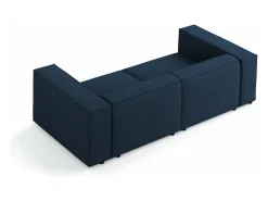 Cosmopolitan Design - Sofá "Arendal" 3 lugares em tecido chenille com efeito canelado azul real - 204x102x70cm
