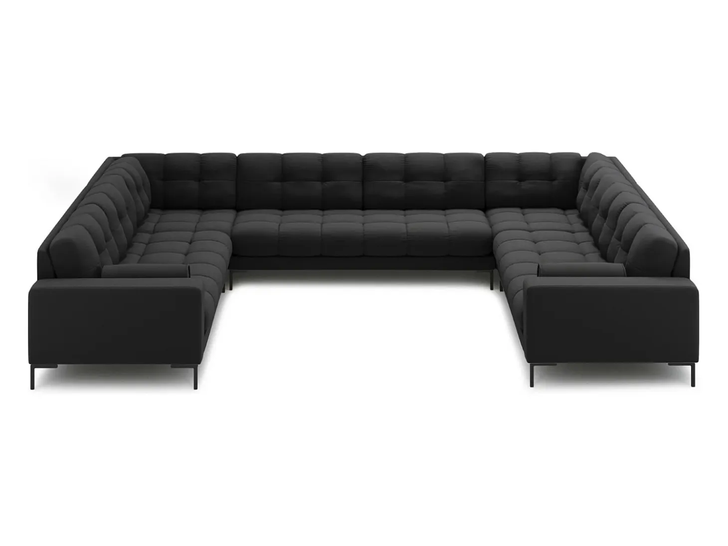 Cosmopolitan Design - Sofá panorâmico "Bali" 9 lugares em tecido estrutural cinza escuro - 327x256x75cm