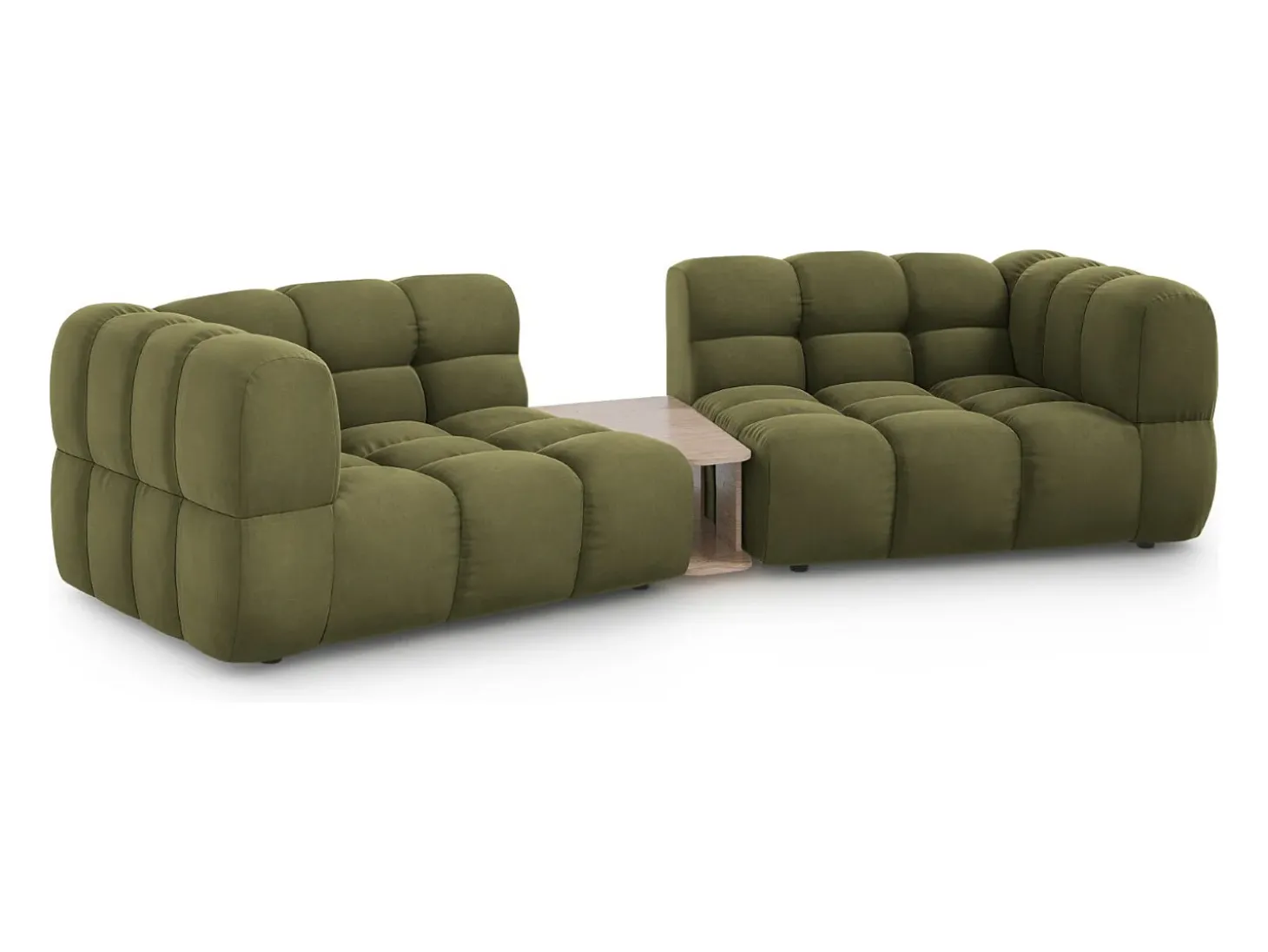 Cosmopolitan Design - Sofá modular "Sky" 2 lugares em veludo verde claro - 280x148x75cm