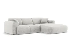 Cosmopolitan Design - Sofá de canto direito "Nolio" 4 lugares em tecido chenille cinza claro - 260x170x72cm