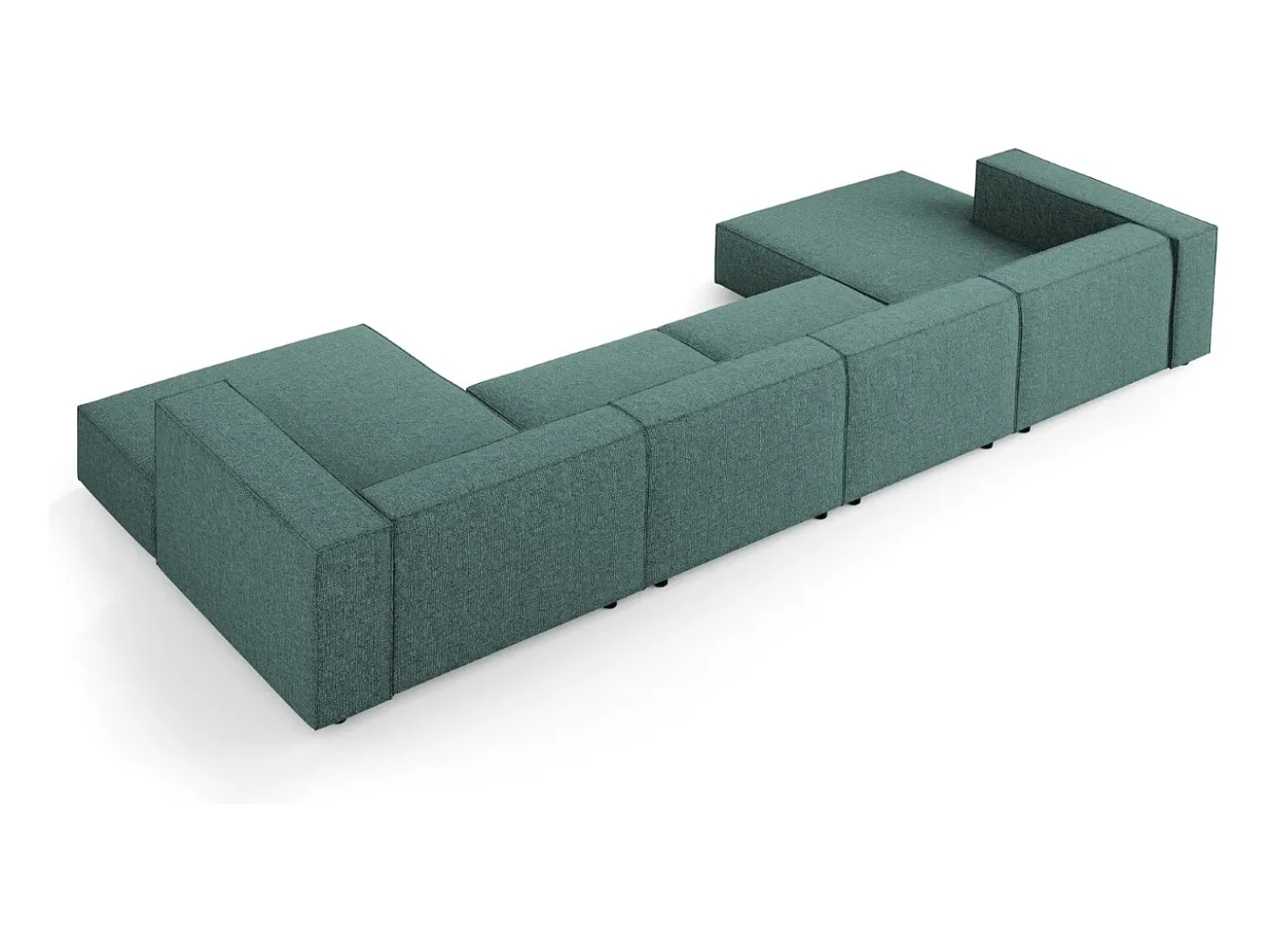Cosmopolitan Design - Sofá panorâmico "Arendal" 6 lugares em tecido chenille petróleo - 364x166x70cm