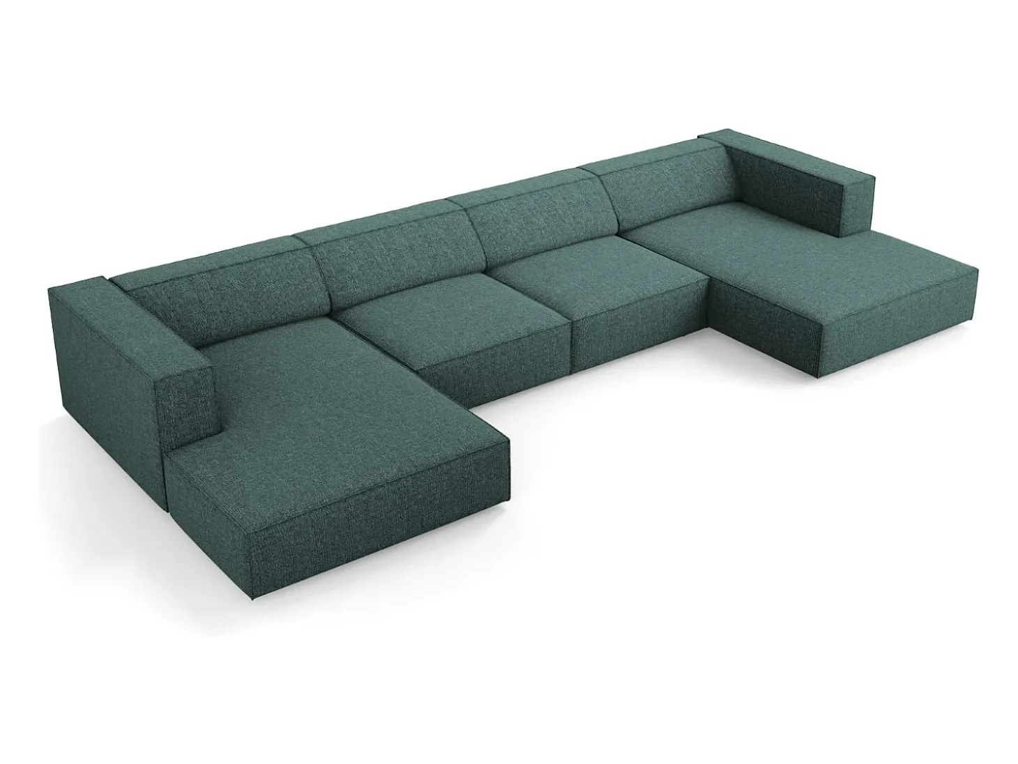 Cosmopolitan Design - Sofá panorâmico "Arendal" 6 lugares em tecido chenille petróleo - 364x166x70cm