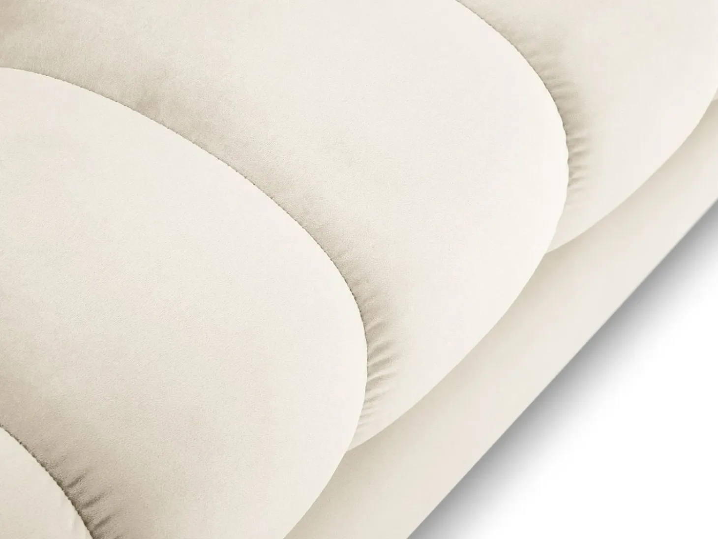 Cosmopolitan Design - Sofá panorâmico "Bali" 7 lugares em veludo bege claro - 383x185x75cm