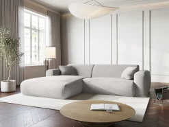 Cosmopolitan Design - Sofá de canto esquerdo "Nolio" 4 lugares em tecido chenille cinza claro - 235x170x72cm