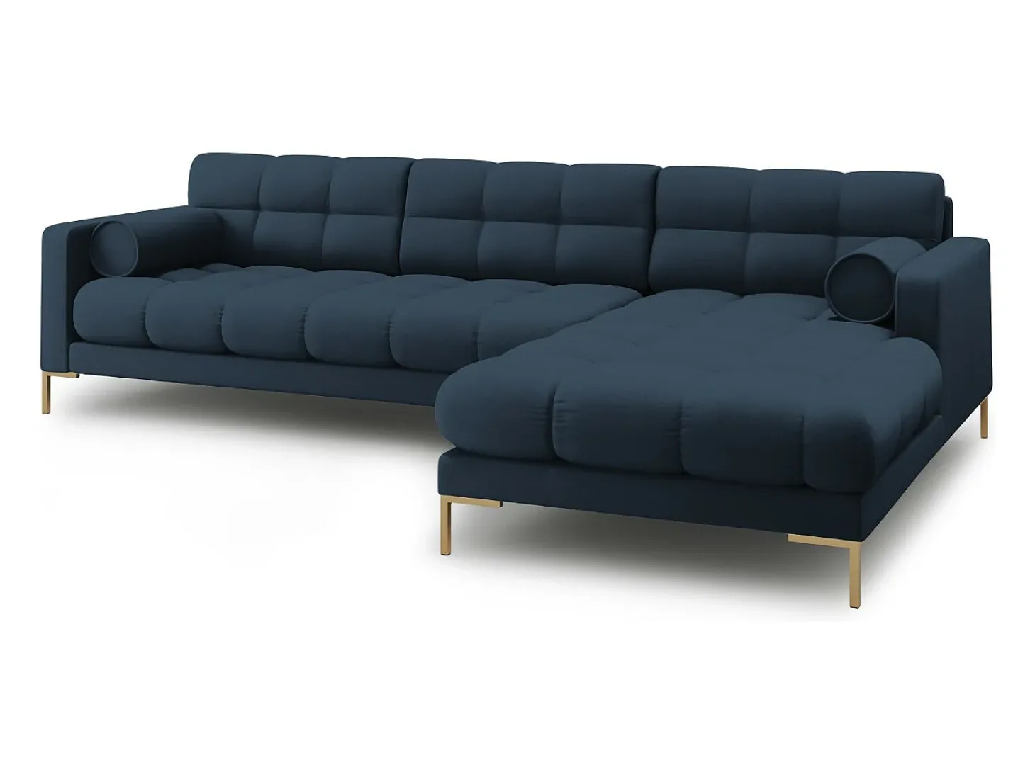 Cosmopolitan Design - Sofá de canto direito "Bali" 5 lugares em tecido estrutural azul - 293x185x75cm