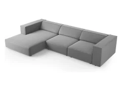 Cosmopolitan Design - Sofá de canto esquerdo "Arendal" 4 lugares em veludo cinza claro - 284x166x70cm