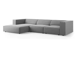 Cosmopolitan Design - Sofá de canto esquerdo "Arendal" 4 lugares em veludo cinza claro - 284x166x70cm