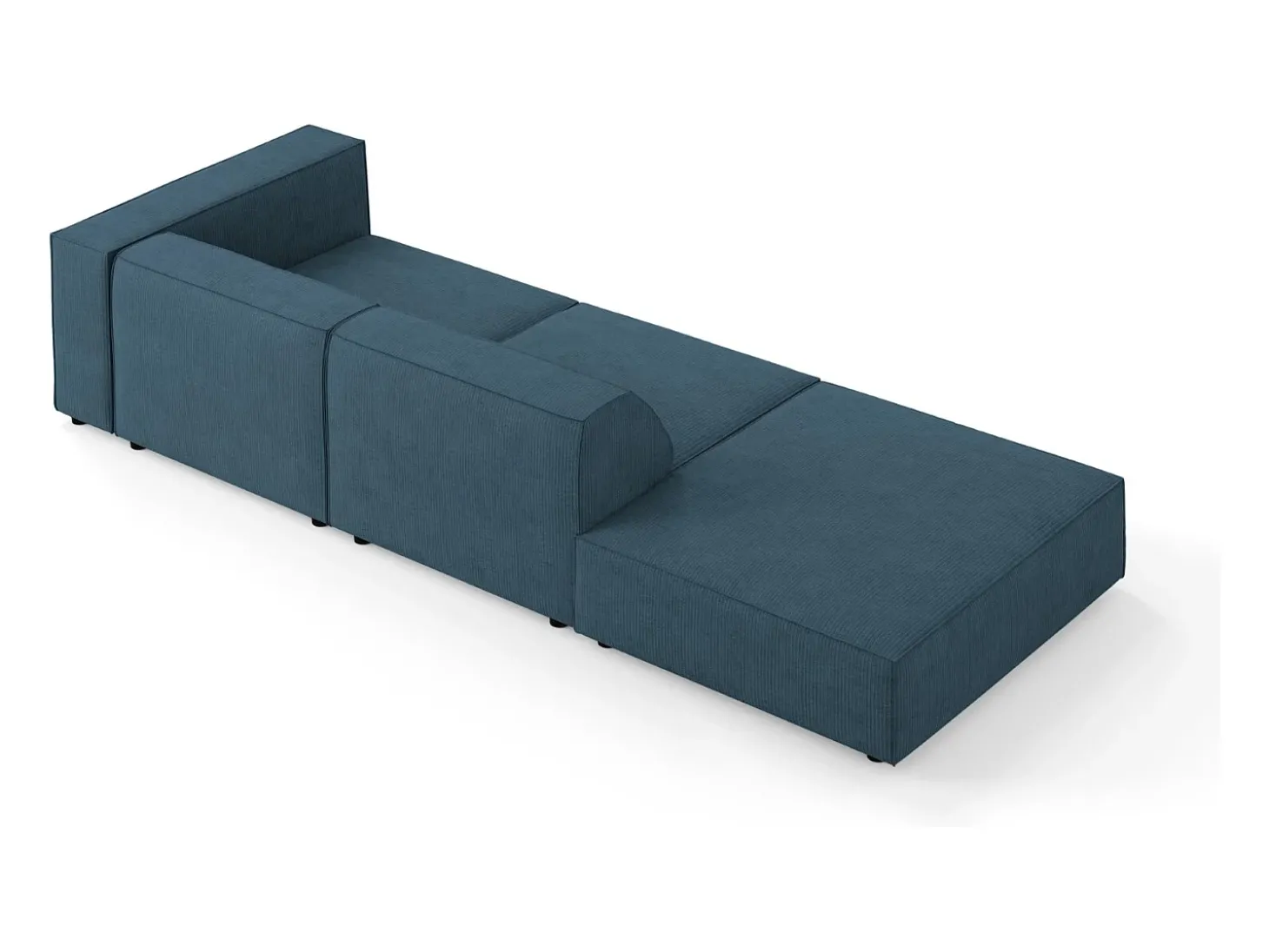 Cosmopolitan Design - Sofá esquerdo "Arendal" 4 lugares em tecido chenille com efeito canelado azul marinho - 262x102x70cm