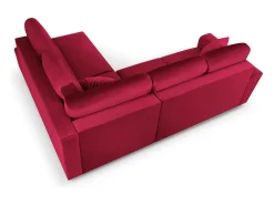 Cosmopolitan Design - Sofá convertível de canto direito com caixa de arrumação "Kyoto" 5 lugares em veludo vermelho - 243x194x88cm
