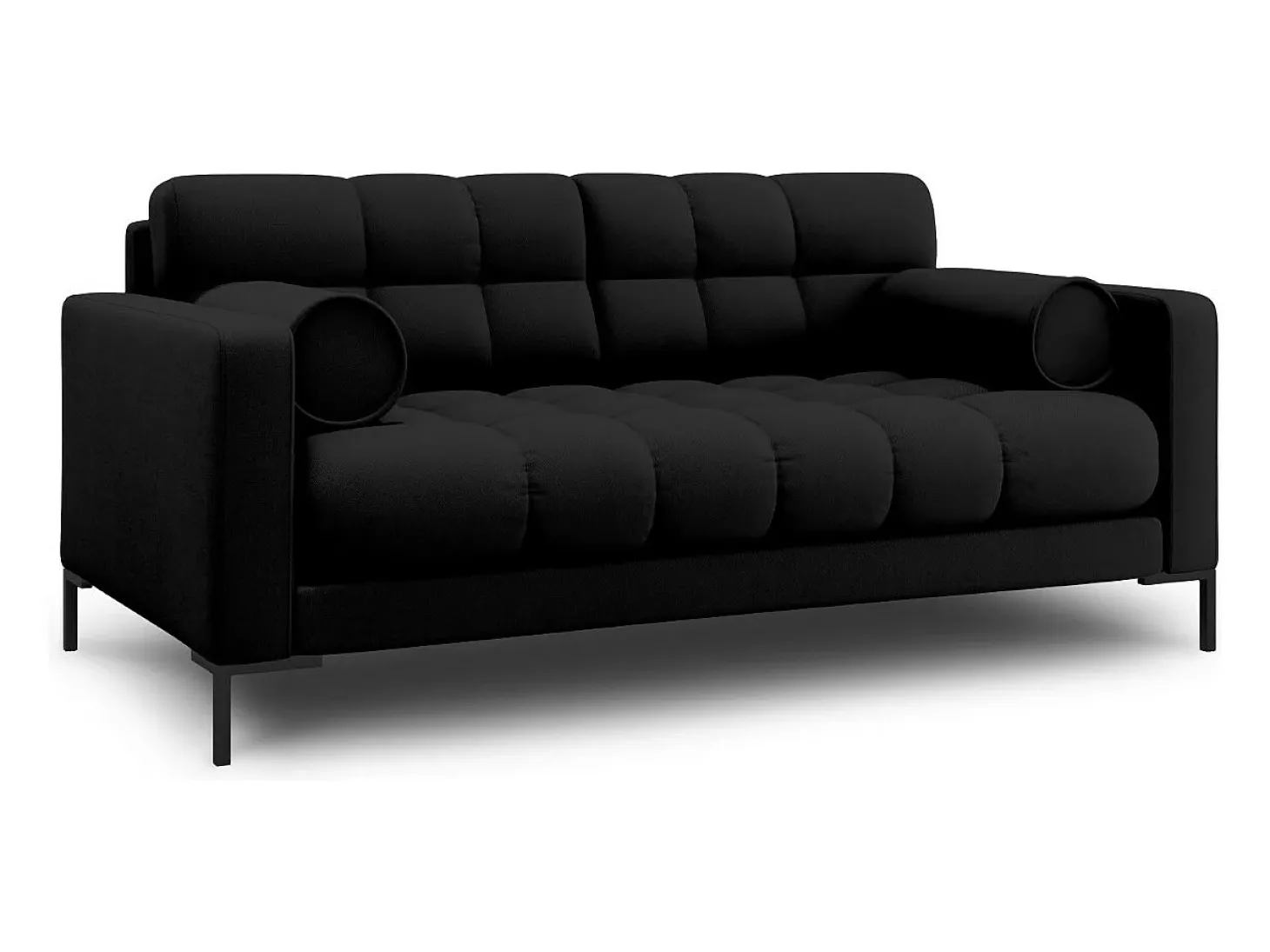 Cosmopolitan Design - Sofá "Bali" 2 lugares em tecido estrutural preto - 152x92x75cm