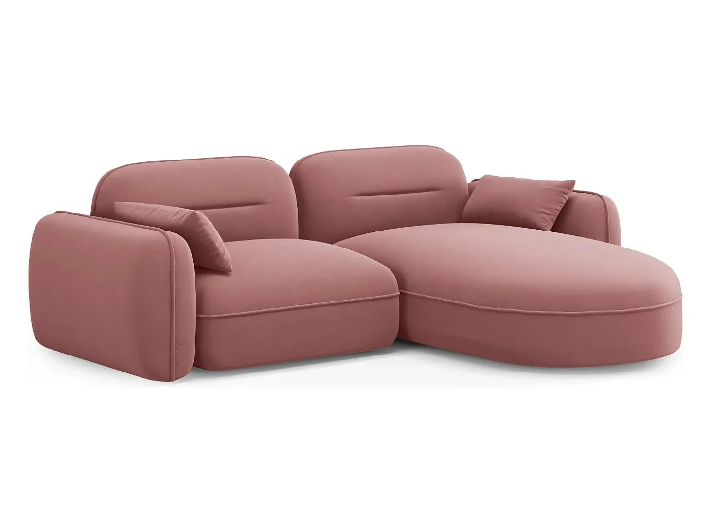 Cosmopolitan Design - Sofá modular de canto direito "Sydney" 3 lugares em veludo salmão - 230x165x70cm