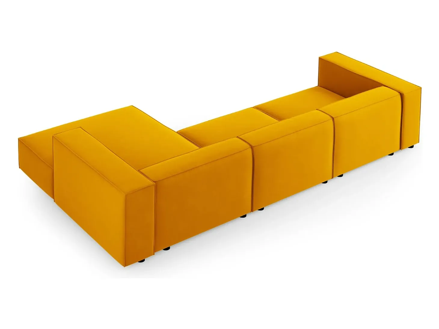Cosmopolitan Design - Sofá de canto direito "Arendal" 4 lugares em veludo amarelo - 284x166x70cm
