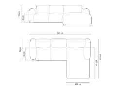Cosmopolitan Design - Sofá de canto direito "Nolio" 4 lugares em tecido chenille rosa - 260x170x72cm