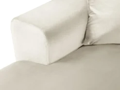 Cosmopolitan Design - Sofá panorâmico convertível em linha reta com caixa de arrumação "Kyoto" 7 lugares em veludo bege claro - 313x194x88cm