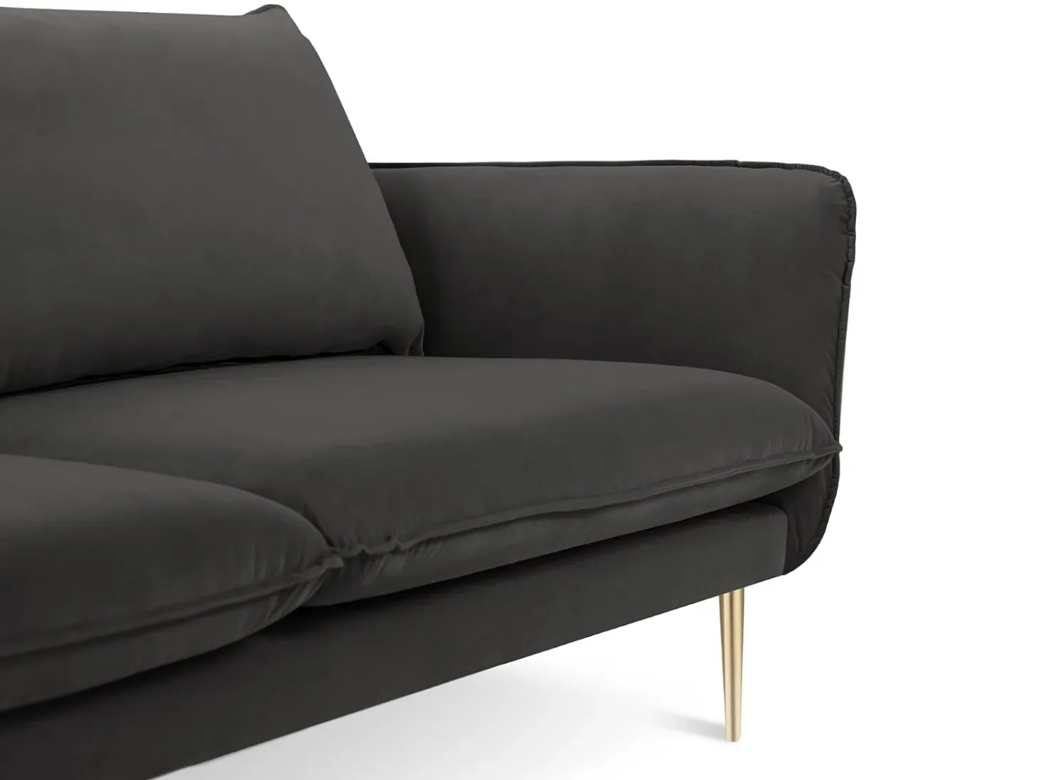 Cosmopolitan Design - Sofá "Vienna" 3 lugares em veludo cinza escuro - 200x92x95cm