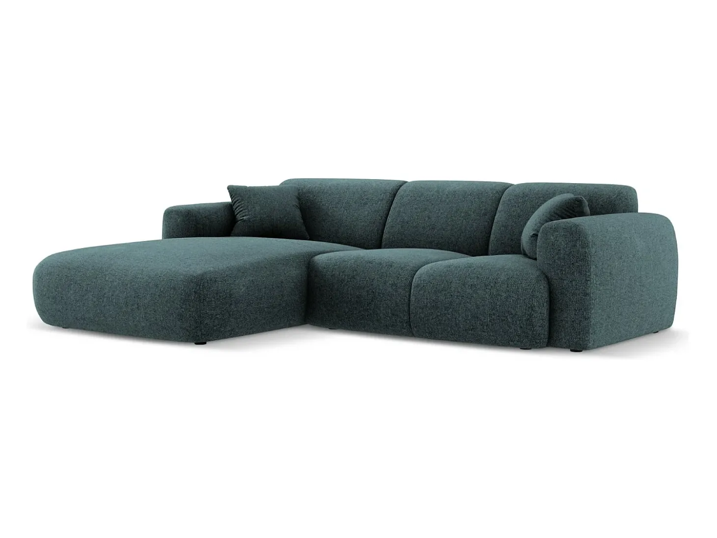 Cosmopolitan Design - Sofá de canto esquerdo "Nolio" 4 lugares em tecido chenille petróleo - 260x170x72cm