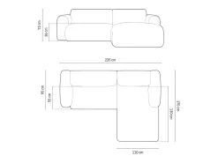 Cosmopolitan Design - Sofá de canto direito "Nolio" 4 lugares em tecido chenille petróleo - 235x170x72cm